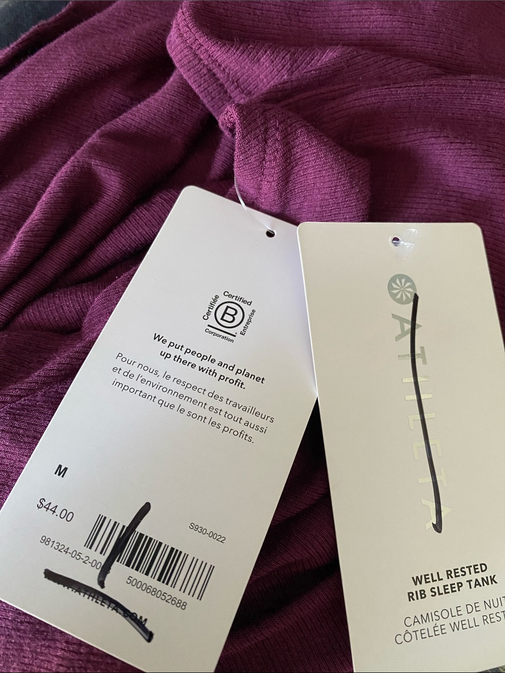 NWT Athleta Well Rested Rib Sleep Tank - Picture 4 of 5